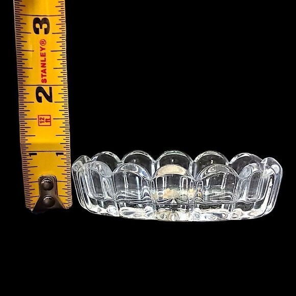 Open Glass Salt Cellar Oval Starburst Antique Clear Oblong Victorian Art Deco. - Picture 4 of 16